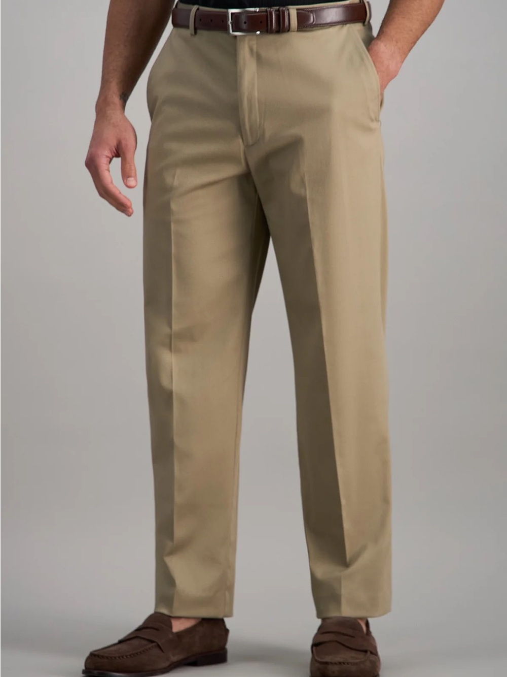 Haggar Khakis 38x34 Flat Front Straight Fit No Iron Stretch Flex Men’s NWT